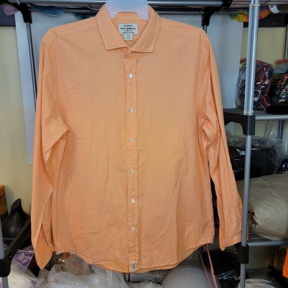 Ralph Lauren Polo Jeans Co. Full Button LS Orange Tiny Checker - Size XL - Picture 1 of 3